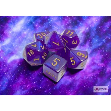 Royal Purple / Gold Luminary: Borealis Polyhedral Dice Set - Chessex