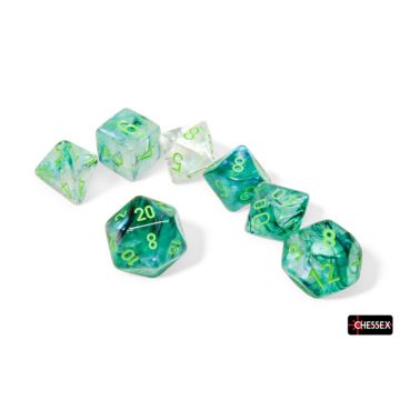 Kelp / Light Green Luminary: Borealis Polyhedral Dice Set - Chessex