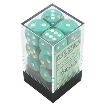 Oxi-Copper / White: Marble 16mm d6 Dice Block - Chessex