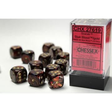 Blue Blood / Gold: Scarab 16mm d6 Dice Block - Chessex