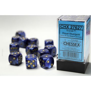 Royal Blue / Gold: Scarab 16mm d6 Dice Block - Chessex