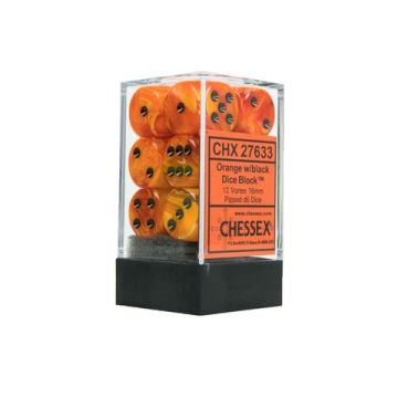 Orange / Black: Vortex 16mm d6 Dice Block - Chessex