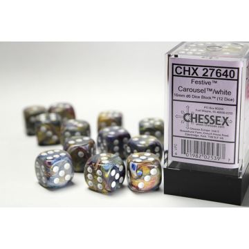 Carousel / White: Festive 16mm d6 Dice Block - Chessex
