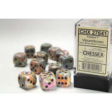 Vibrant / Brown: Festive 16mm d6 Dice Block - Chessex