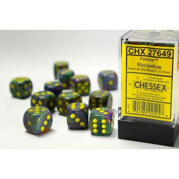 Rio / Yellow: Festive 16mm d6 Dice Block - Chessex