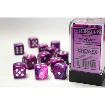 Violet / White: Festive 16mm d6 Dice Block - Chessex