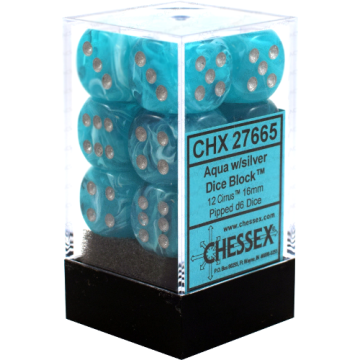 Aqua / Silver: Circus 16mm d6 Dice Block - Chessex