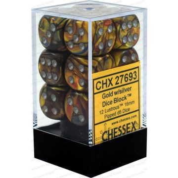 Gold / Silver: Lustrous 16mm d6 Dice Block - Chessex