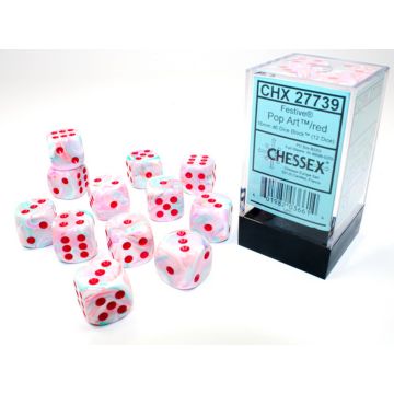 Pop Art / Red: Festive 16mm d6 Dice Block - Chessex