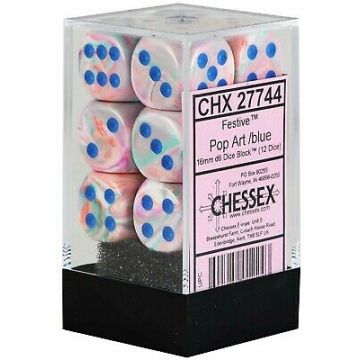 Pop Art / Blue: Festive 16mm d6 Dice Block - Chessex