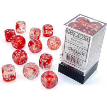 Red / Silver Luminary: Nebula 16mm d6 Dice Block - Chessex