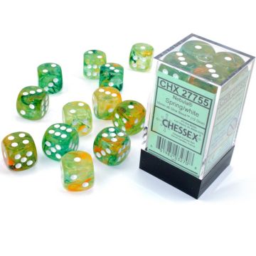 Spring / White Luminary: Nebula 16mm d6 Dice Block - Chessex