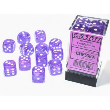 Purple / White Luminary: Borealis 16mm d6 Dice Block - Chessex