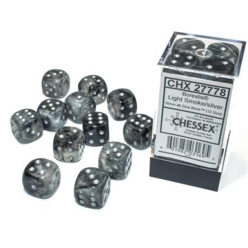 Light Smoke / Silver Luminary: Borealis 16mm d6 Dice Block - Chessex
