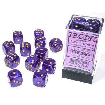 Royal Purple / Gold Luminary: Borealis 16mm d6 Dice Block - Chessex