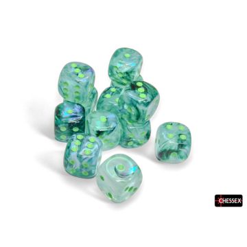 Kelp / Light Green Luminary: Borealis 16mm d6 Dice Block - Chessex