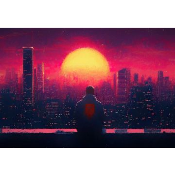 Canvas: Burning City Dawn 90 x 60 cm