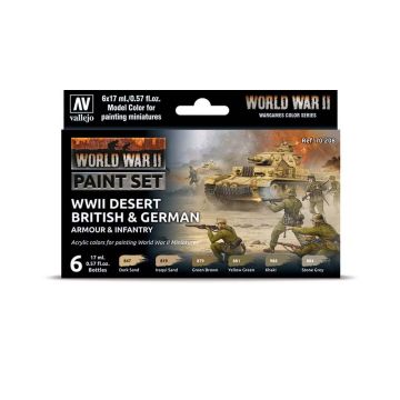 Desert British & German Armour & Infantry: Model Color Set - Vallejo 18ml