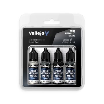 Obsidian Black: True Metallic Metal Set - Vallejo 18ml